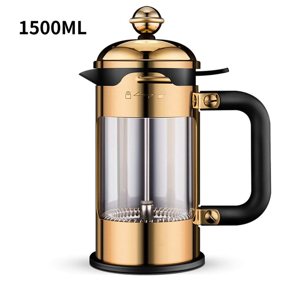 Premium French Press Coffee Maker - 304 Stainless Steel & Heat-Resistant Glass Stovetop Espresso Maker (350ml-1500ml) for Home, Office & Camping Use - Perfect for Brewing Rich Coffee, Tea & Cold Brew