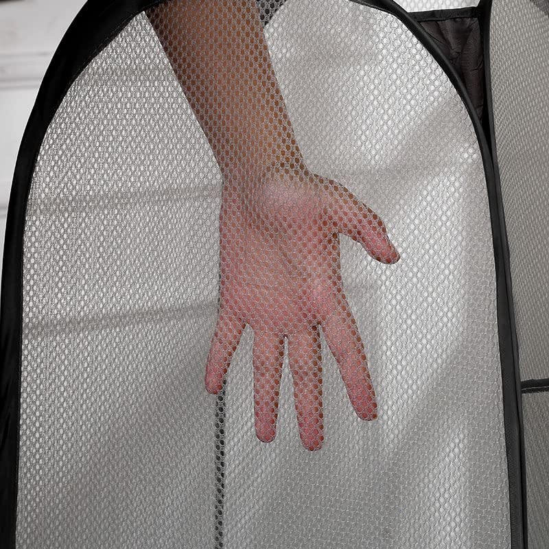 2 Pack Foldable Mesh Laundry Baskets with Reinforced Handles - Pop-Up Design for Easy Storage, Blue - Perfect for Laundry Room, Dorm, or Travel Use