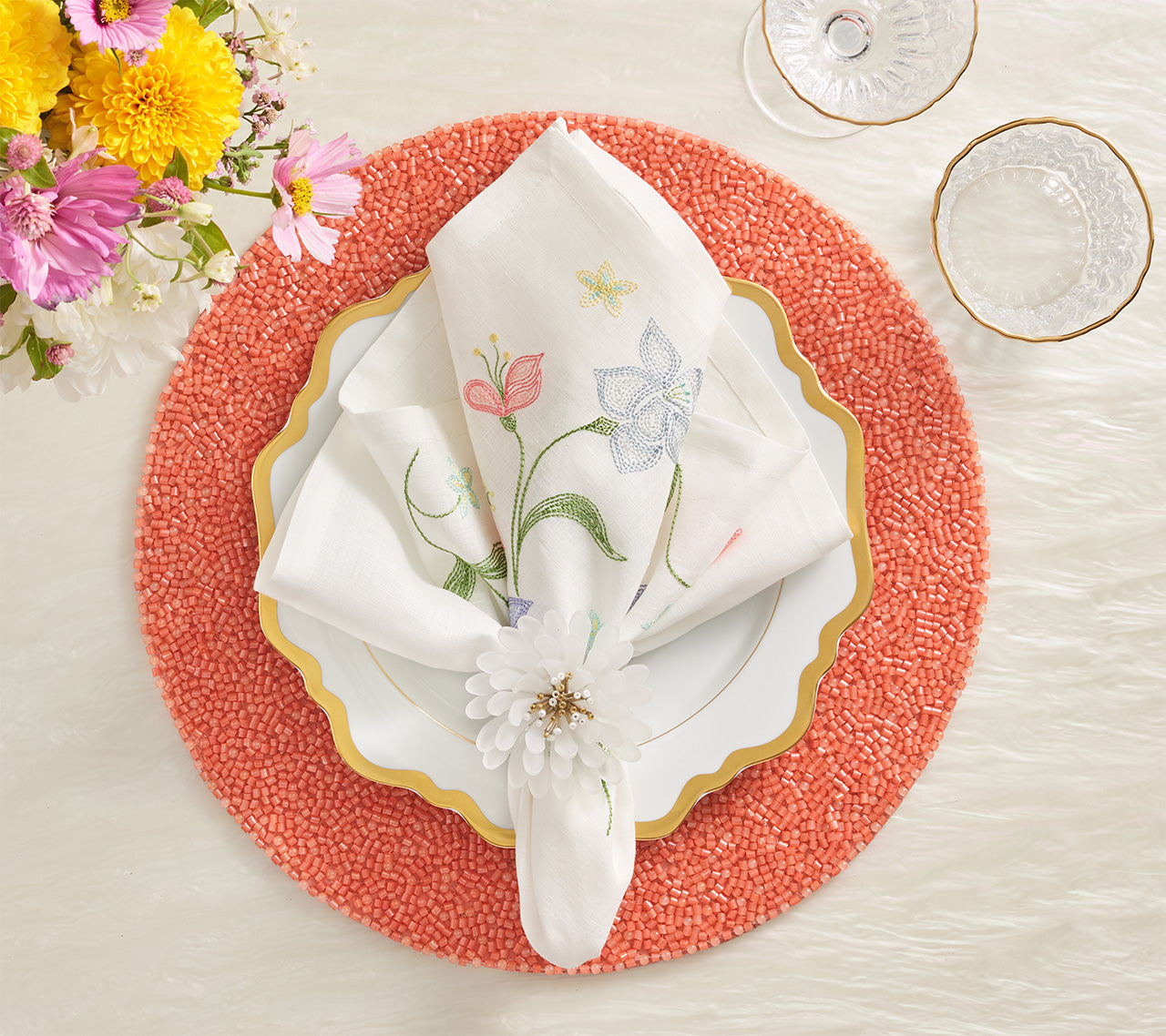 Premium Coral Placemats Set of 4 - Waterproof & Heat-Resistant Dining Table Mats for Everyday Use, Dinner Parties & Home Decor