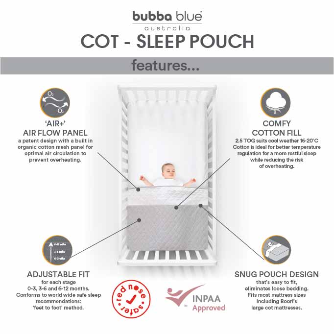 Nordic 2.5 TOG Baby Sleep Sack - Standard Cot Size for Newborns & Infants - Breathable Cotton Sleeping Bag for Safe Sleep - Perfect for Nursery, Daycare & Travel