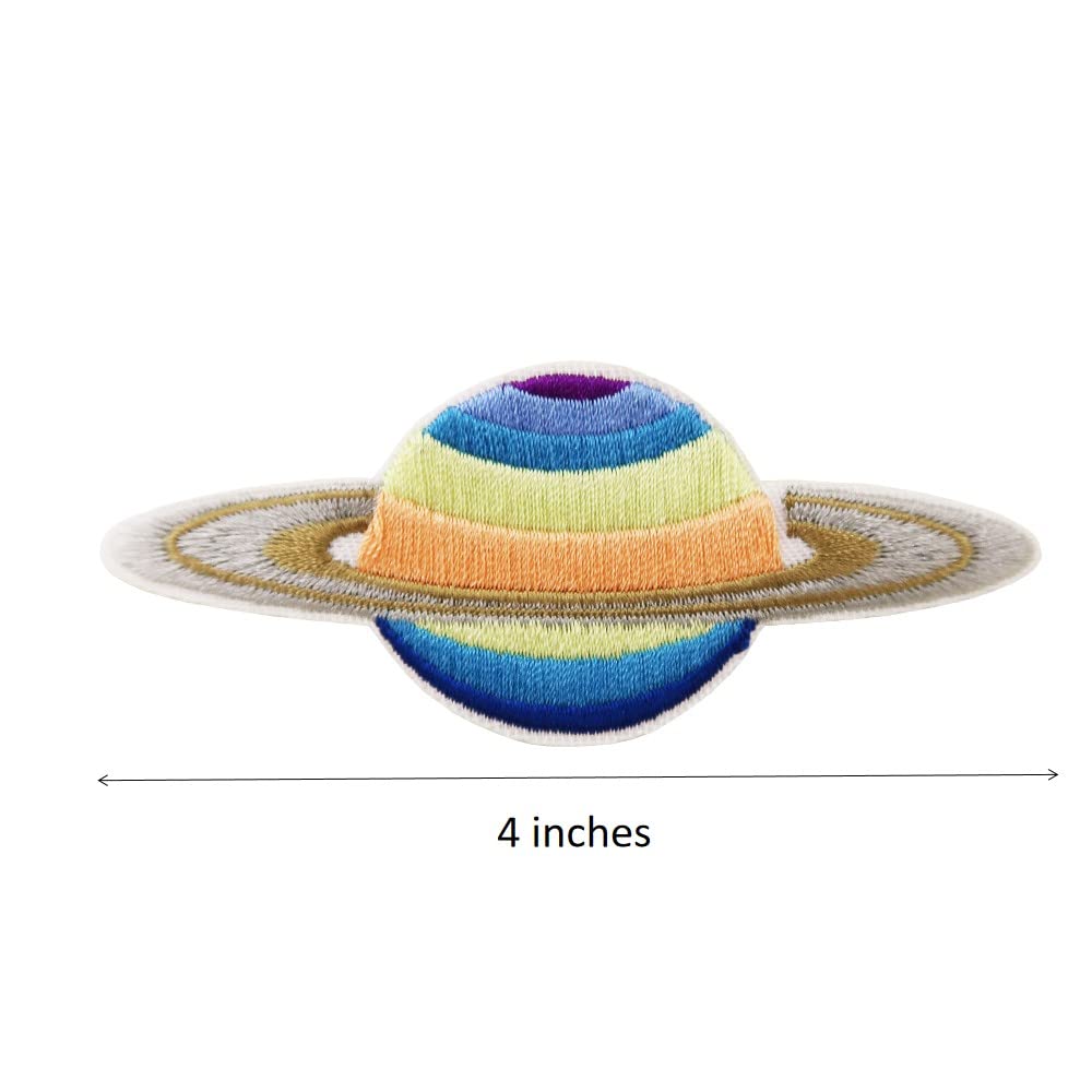 Saturn Space Alien Moon Embroidered Iron-On Patch - Cute DIY Sewing Patches for Jackets, Bags & Hats - Perfect for Cosplay & Costume Accessories