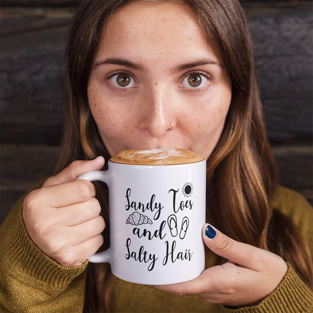 Funny Toes Ceramic Coffee Mug - 11 oz White Tea Cup with Sun Rising East Design - Perfect for Summer Gifts, Office Humor & Unique Footwear-Themed Drinkware