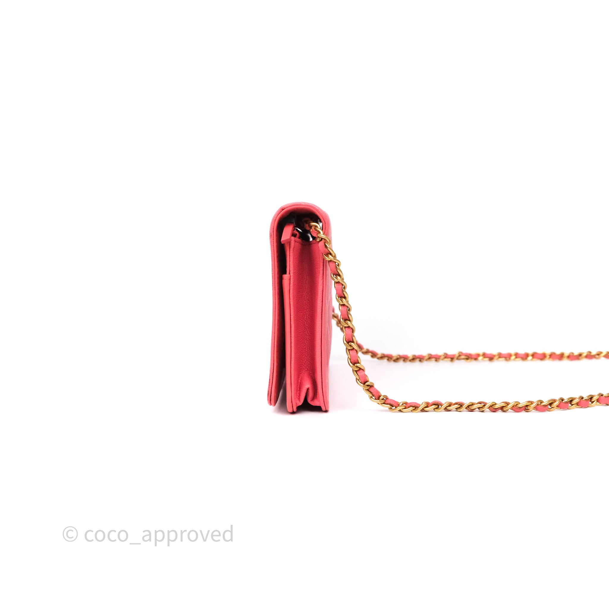 Chanel Boy Wallet on Chain WOC Quilted Dark Pink Caviar Leather with Aged Gold Hardware - Perfect for Evening Events & Luxury Fashion Accessories