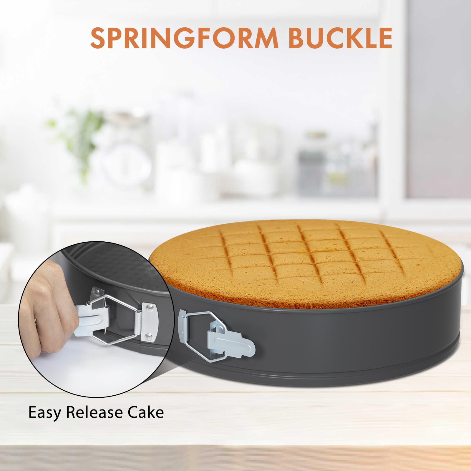 ENLOY 3-Piece Springform Cake Pan Set - Non-Stick Cheesecake Pans with Removable Leakproof Bottom - Round, Square & Heart Shaped Baking Pans for Home Bakers - Perfect for Birthday Cakes, Cheesecakes & Dessert Making