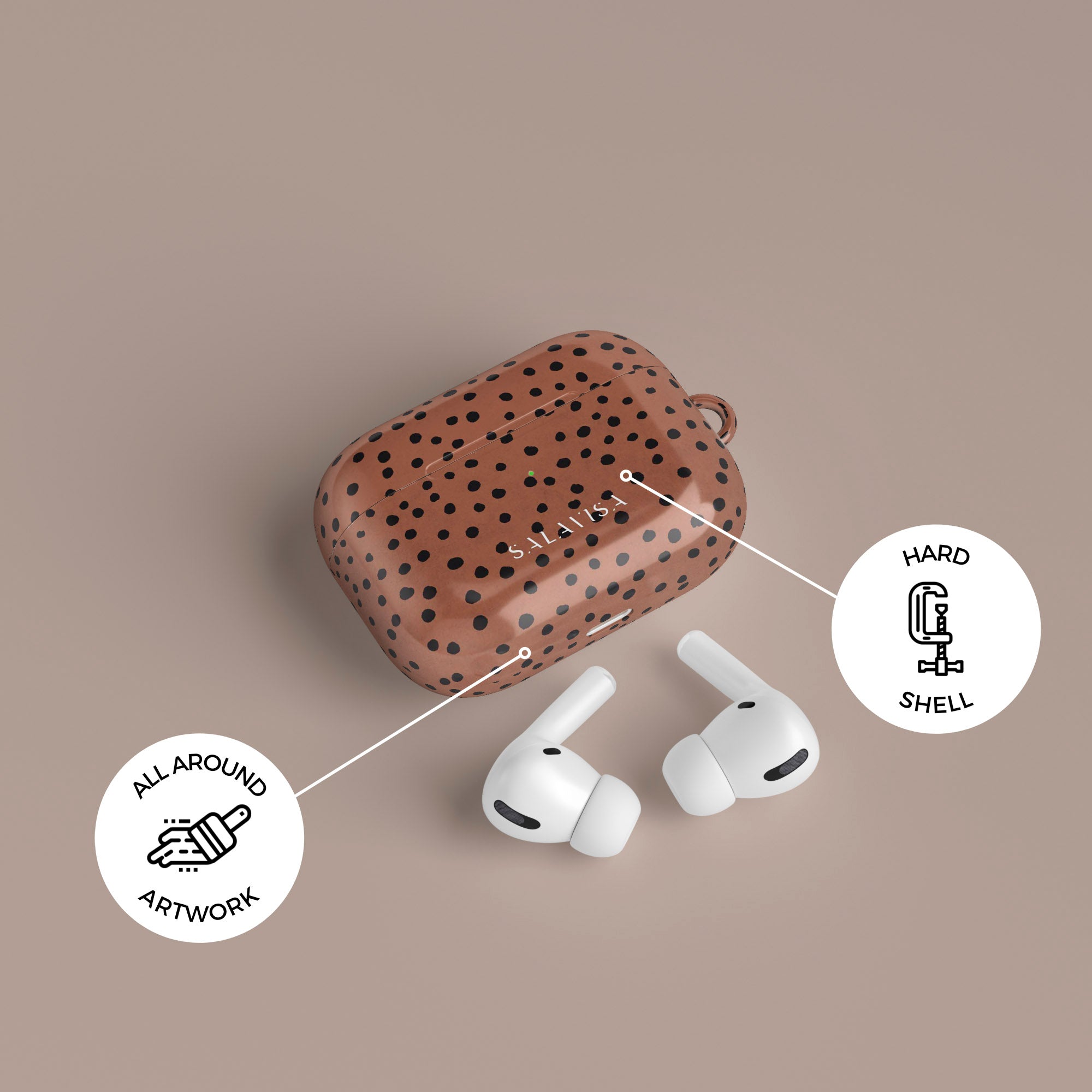 Stylish Orange Polka Dots AirPods Case Cover - Protective & Cute Design for AirPods 1/2/3 - Perfect for School, Work & Travel Accessories