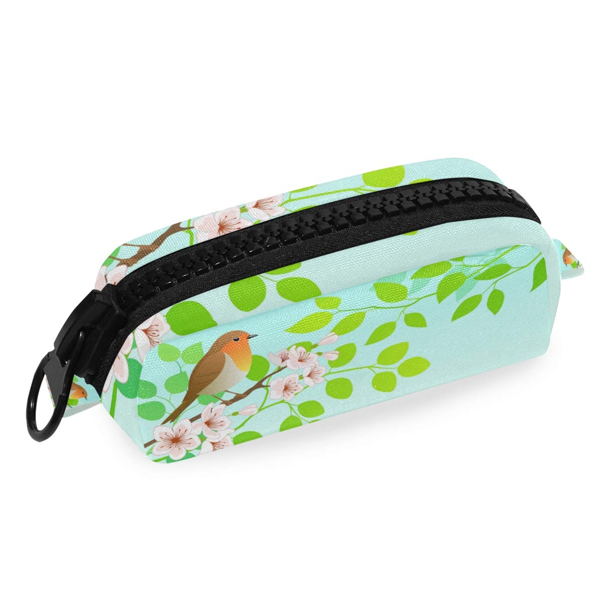 FengJu Large Capacity Pencil Case with Zipper - Cosmetic Makeup Bag & Pen Organizer for School, Office, Travel | Perfect for Teens, Students & Professionals (Spring Bird Design)
