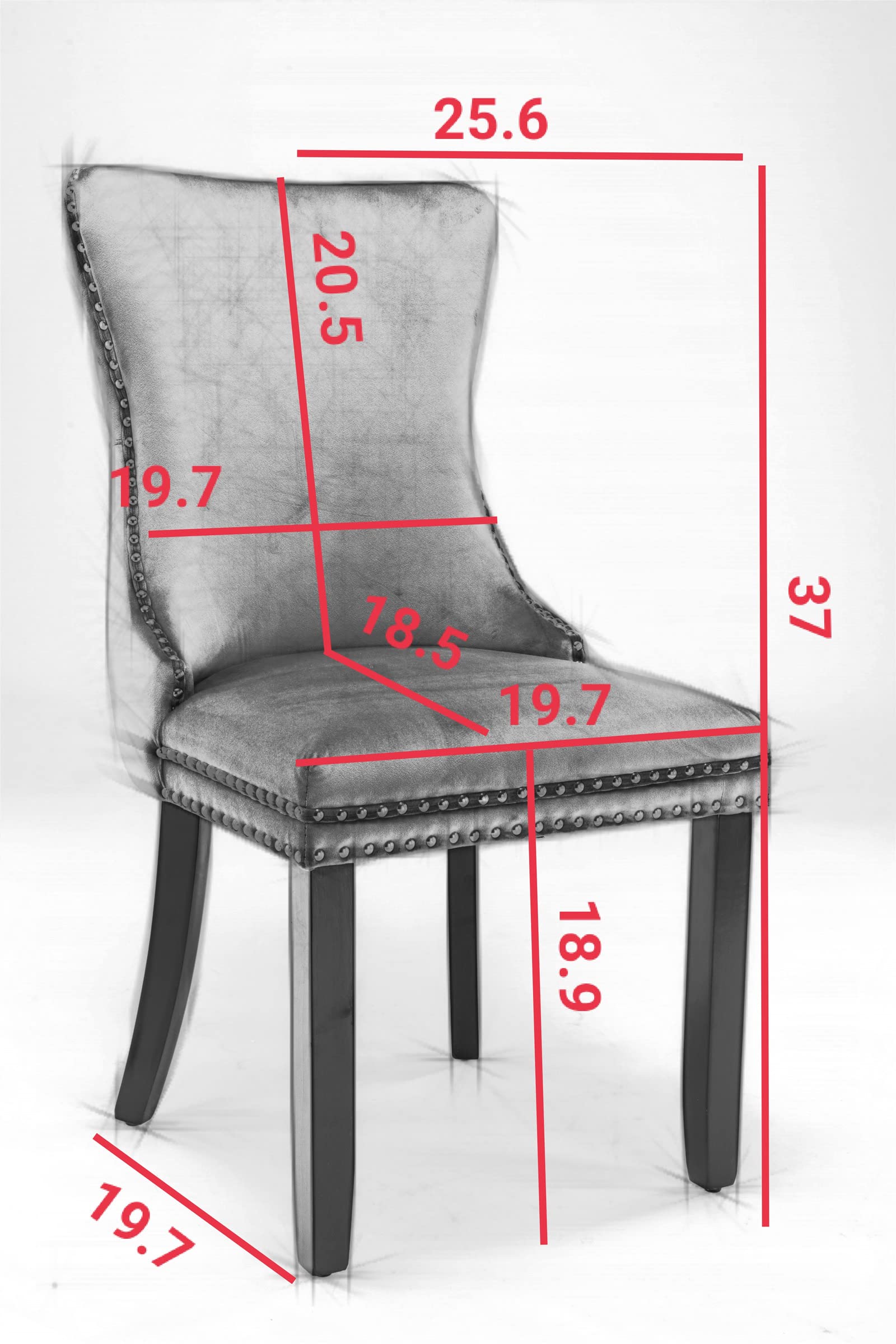 Merax Dining Chairs Set of 2 - Upholstered Wingback Chairs with Nailhead Trim & Solid Wood Legs (Blue & Wood) - Perfect for Dining Room, Kitchen, Breakfast Nook & Home Decor