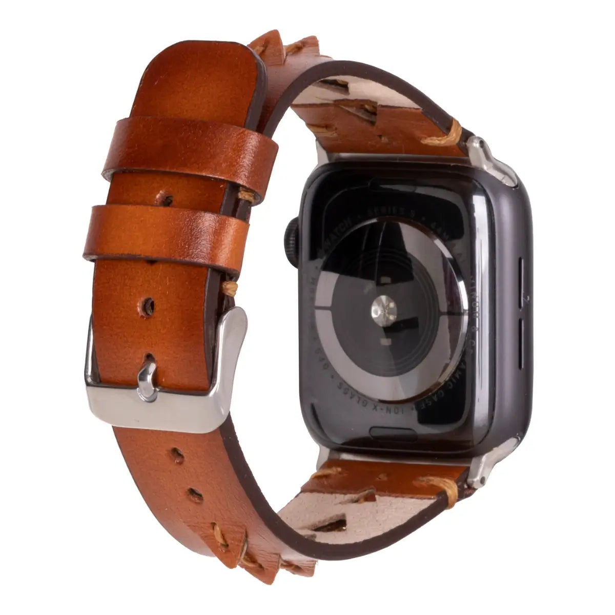 Premium Brown Leather Sport Band for Apple Watch - Comfortable & Durable Strap for Workouts & Daily Wear - Compatible with All Apple Watch Models (Boras)