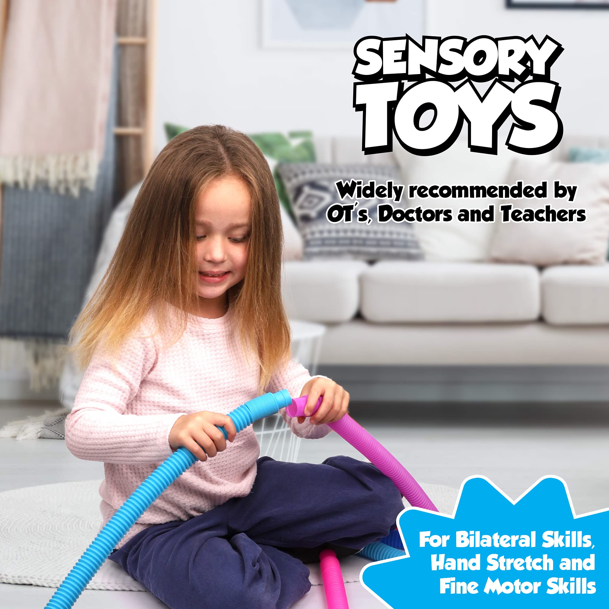 Playkidz 24 Pack Pop Tubes Sensory Toys for Kids & Adults - 7.5