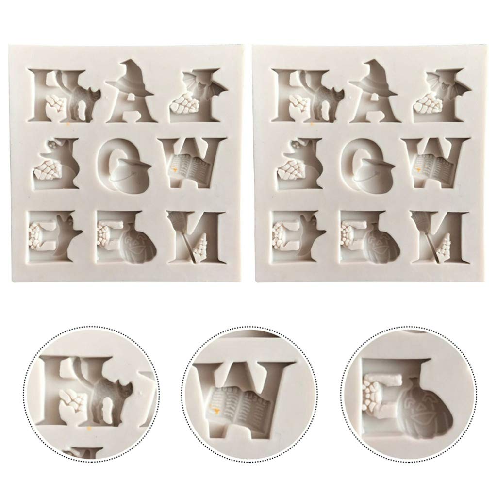 DOITOOL 2-Pack Silicone Baking Molds - Pumpkin & Letter Shapes for Cake, Fondant, Candy, Dog Treats & Gummy Making - Reusable Food Grade Mold for Halloween, Christmas & Party Desserts