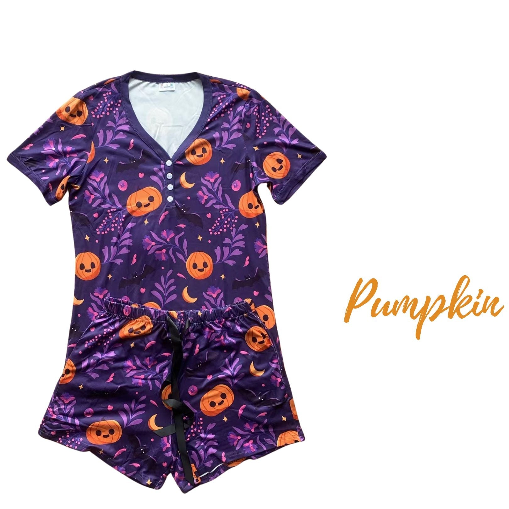 Halloween Pajama Short Set - 5 Cute Print Styles for Women & Kids | Cozy Sleepwear for Halloween Parties & Family Matching Outfits