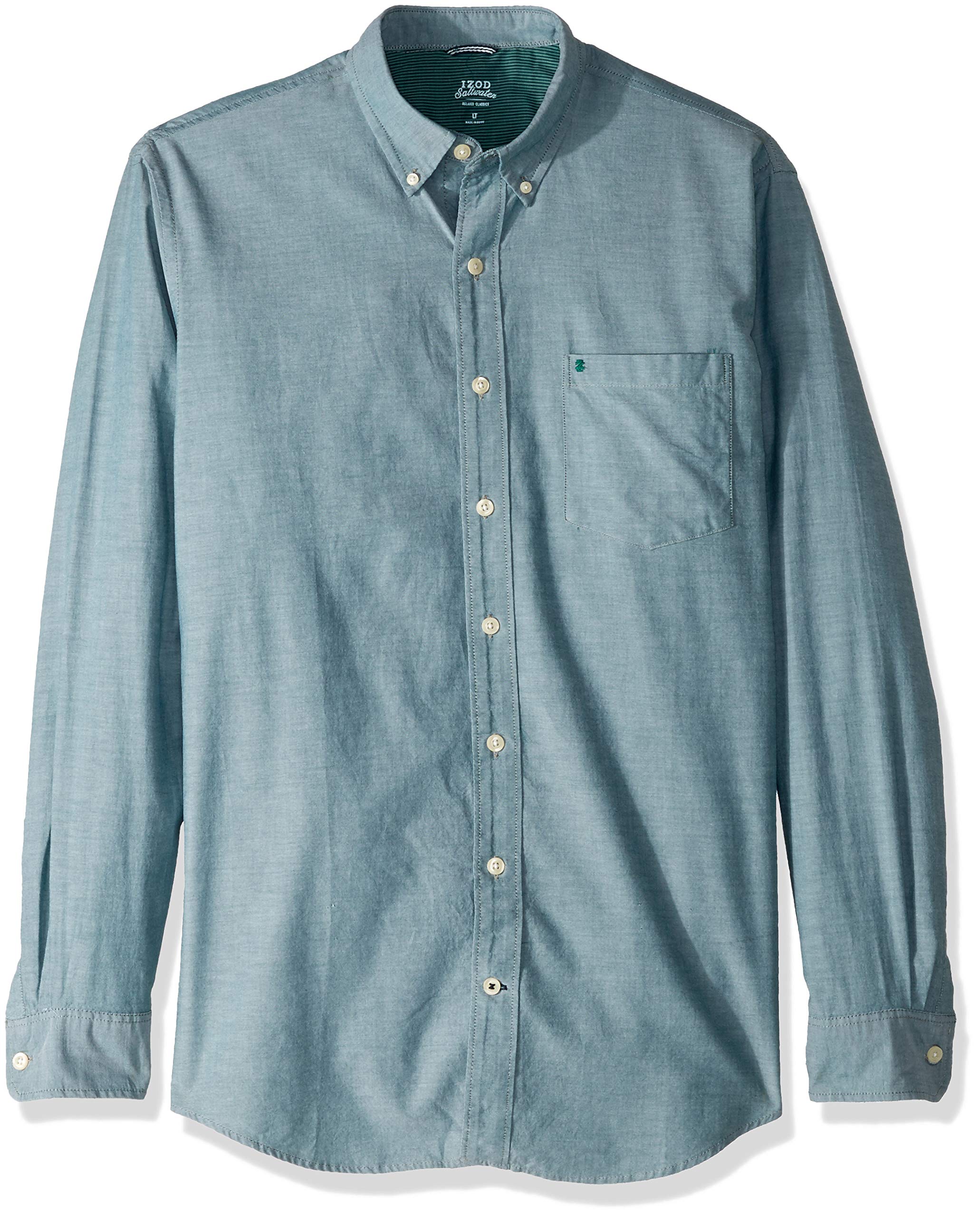 IZOD Men's Newport Oxford Solid Long Sleeve Shirt for Big & Tall - Comfortable Casual Dress Shirt for Office, Business & Formal Occasions