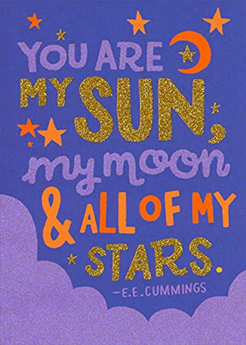 Romantic Love Greeting Card with Sun, Moon & Stars Design - E.E. Cummings Quote - Perfect for Anniversaries, Valentine's Day & Special Occasions