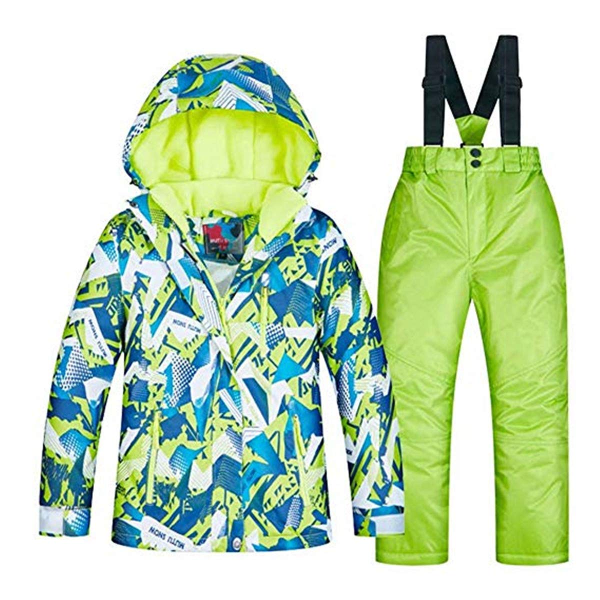 **Boys' Waterproof Snowsuit Set - Insulated Winter Jacket & Ski Bib Pants for Outdoor Sports, Snowboarding & Skiing - Windproof & Warm for Kids**    *(Perfect for Snow Play, Winter Hiking, and Cold Weather Adventures!)*