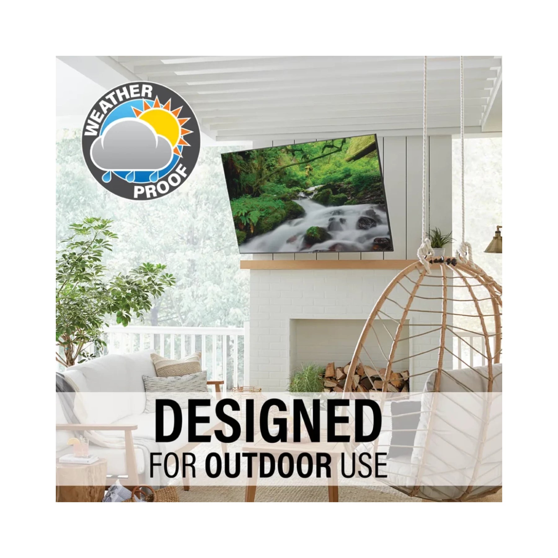 Sanus VODLF125 Full Motion Outdoor TV Mount for 40-85 Inch TVs - Weatherproof Tilting Swivel Bracket for Patio, Deck & Backyard Entertainment