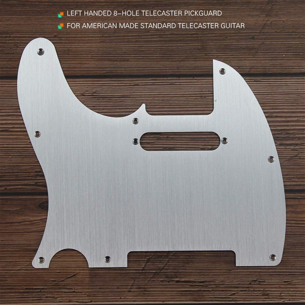 Left Handed Telecaster Guitar Pickguard - Aluminum Alloy Silver Pickguard for Electric Guitars | Replacement Part for Fender Tele | Perfect for DIY Guitar Repair & Customization