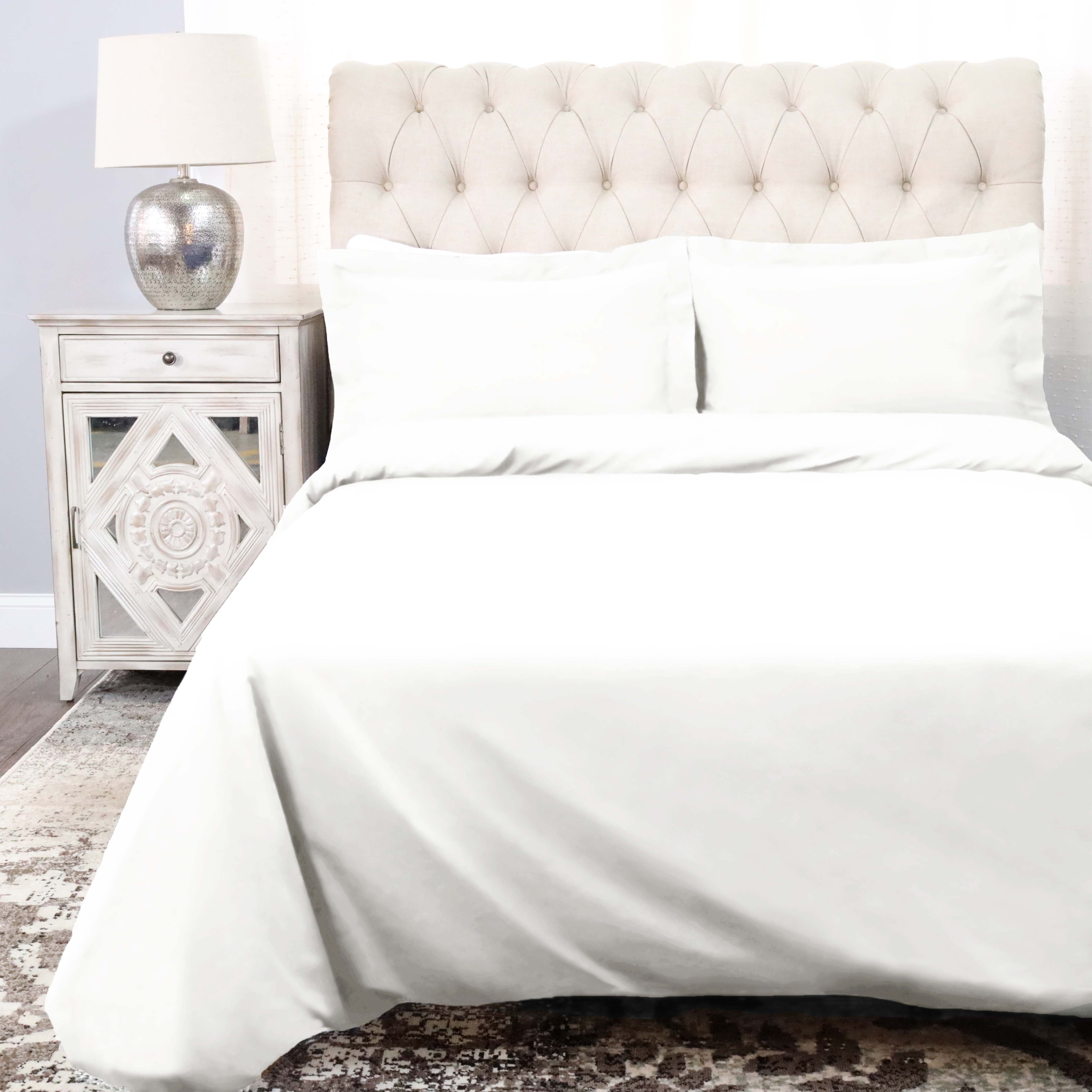 300 Thread Count Cotton Percale Solid Duvet Cover Set - Queen Size, Breathable & Soft Bedding Set for All Seasons - Perfect for Master Bedroom, Guest Room & Hotel Use
