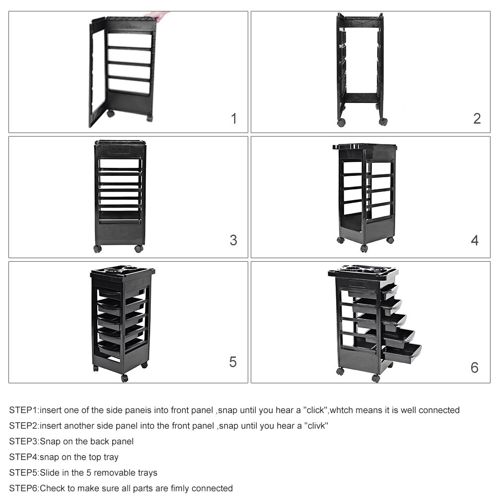 Professional Beauty Salon Rolling Trolley Cart with 5 Drawers - Adjustable Height Hair Salon Storage Organizer for Styling Tools, Scissors & Supplies | Perfect for Salon, Spa & Home Use