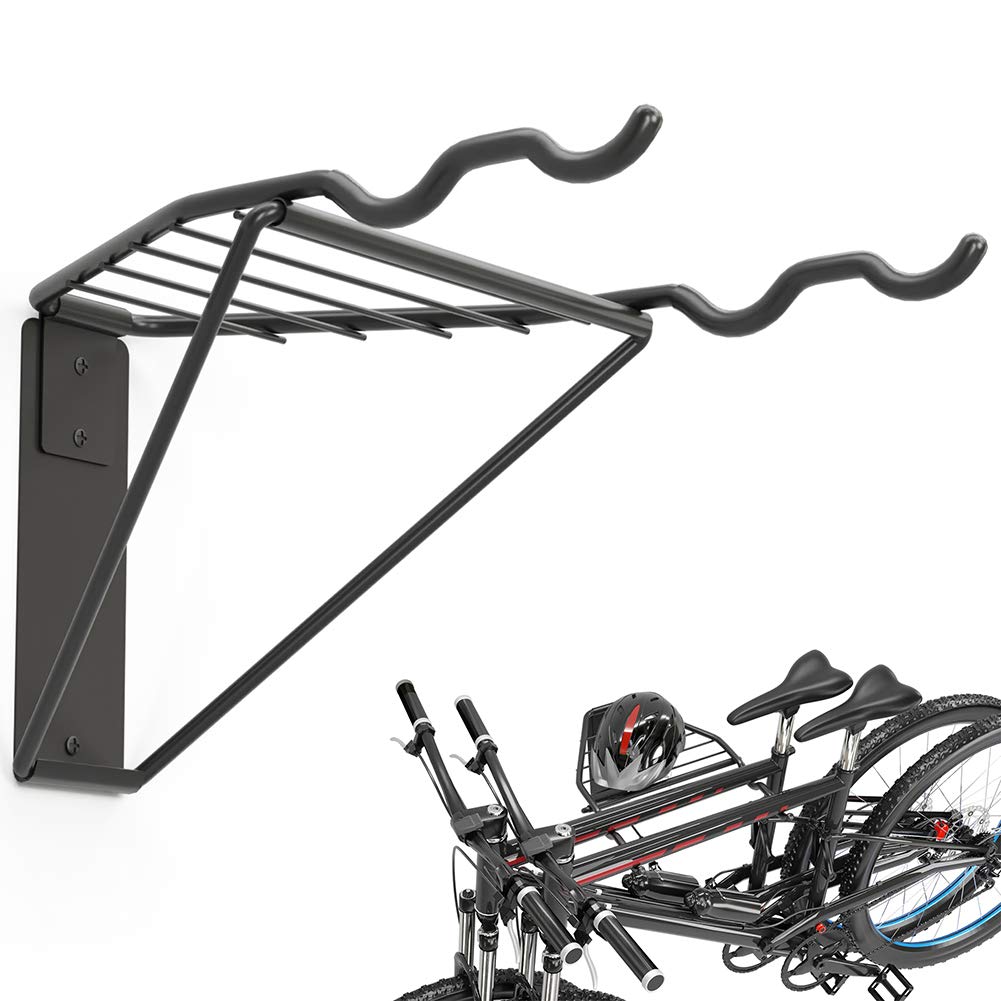 TORACK 2-Bike Wall Mount Rack - Heavy Duty Foldable Bicycle Storage Hanger for Mountain & Road Bikes - Space Saving Garage & Indoor Bike Holder - Reinforced Steel Construction for Maximum Stability - Perfect for Small Apartments, Garages & Home Gyms