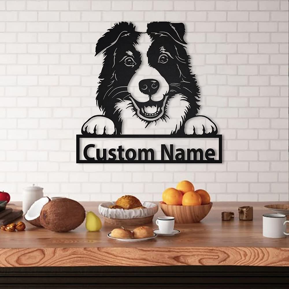 Custom Border Collie Dog Metal Sign - Personalized Pet Wall Art - Unique Dog Lover Gift for Birthday & Home Decor - Funny Animal Sign for Living Room, Office or Kennel