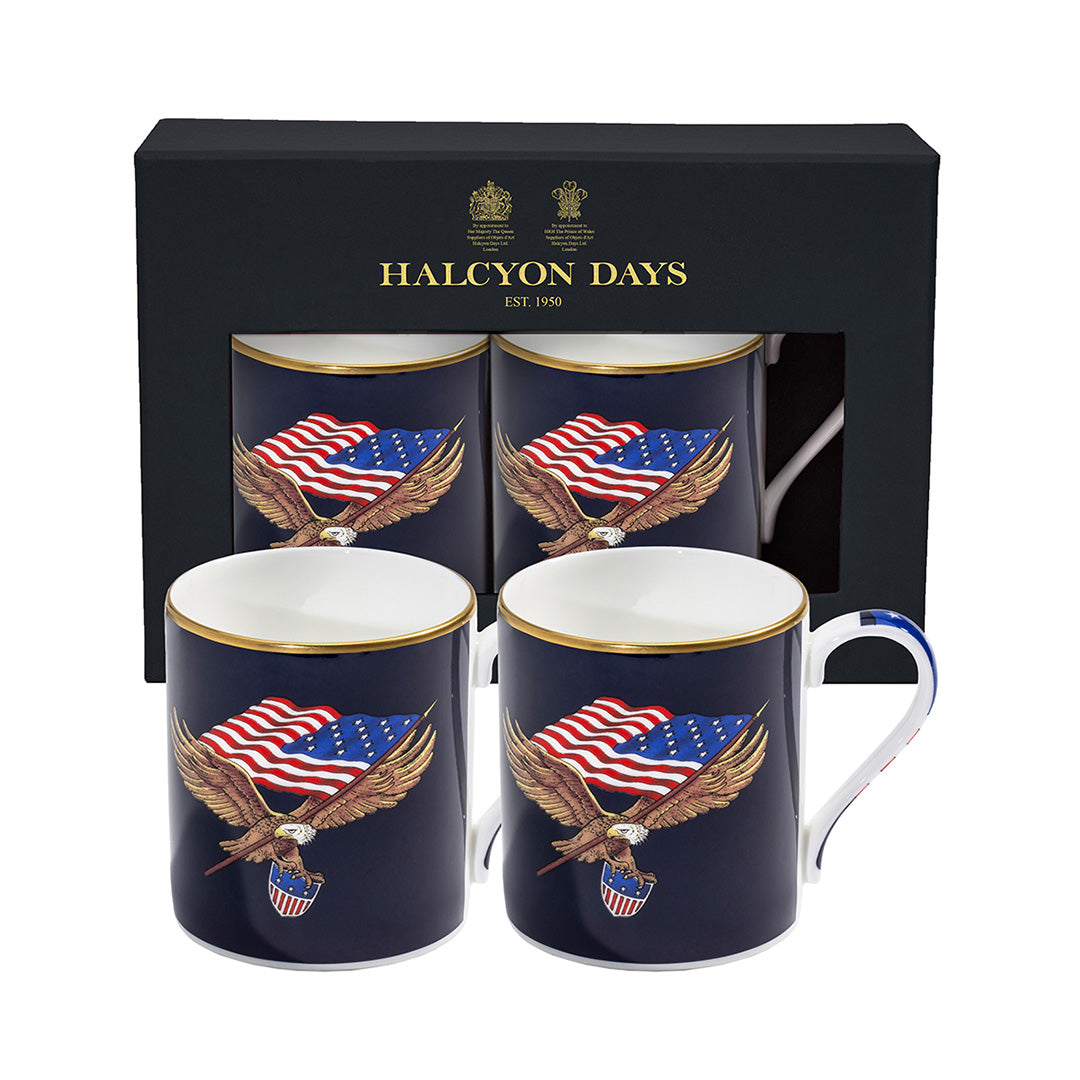 Patriotic American Flag Coffee Mugs Set of 2 - 12oz Ceramic Travel Mug for Hot & Cold Drinks - Perfect for 4th of July, Memorial Day, Veterans Day & Office Use