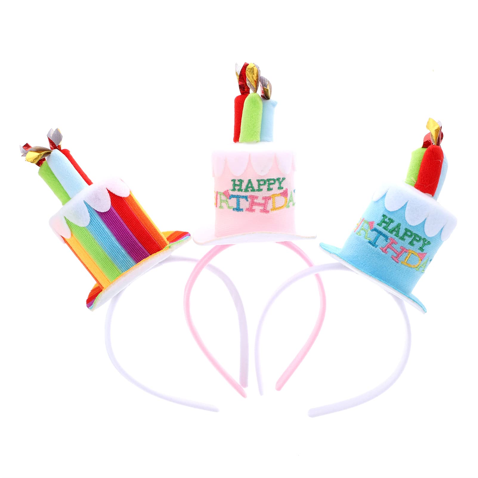 KESYOO Baby Headbands 3PCS Set - Cute Birthday Headpiece with Taper Candles for Girls, Women & Kids - Party Favors Supplies in 3 Colors - Perfect for Birthday Cakes, Baby Showers & Special Celebrations