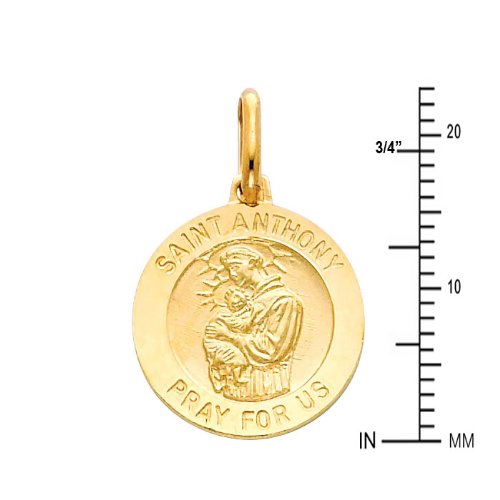 14K Yellow Gold Saint Anthony Medal Pendant with 1.2mm Cable Chain Necklace - Religious Jewelry for Men & Women - Perfect for Baptism, First Communion, Confirmation & Everyday Faith Wear