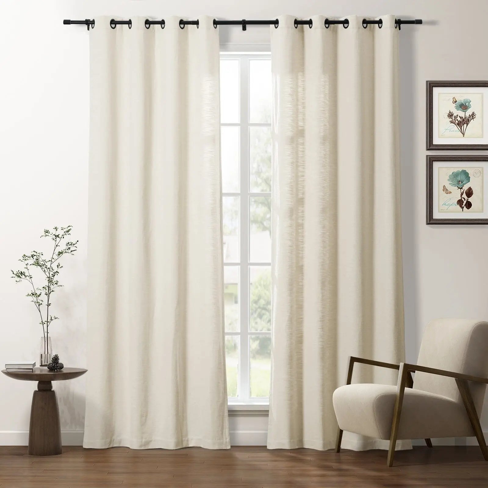 Premium Cotton Blend Blackout Grommet Curtains for Living Room & Bedroom - Noise Reducing & Light Blocking Window Drapes - Cloe Collection (Set of 2 Panels) - Perfect for Home Decor, Office, and Hotel Use
