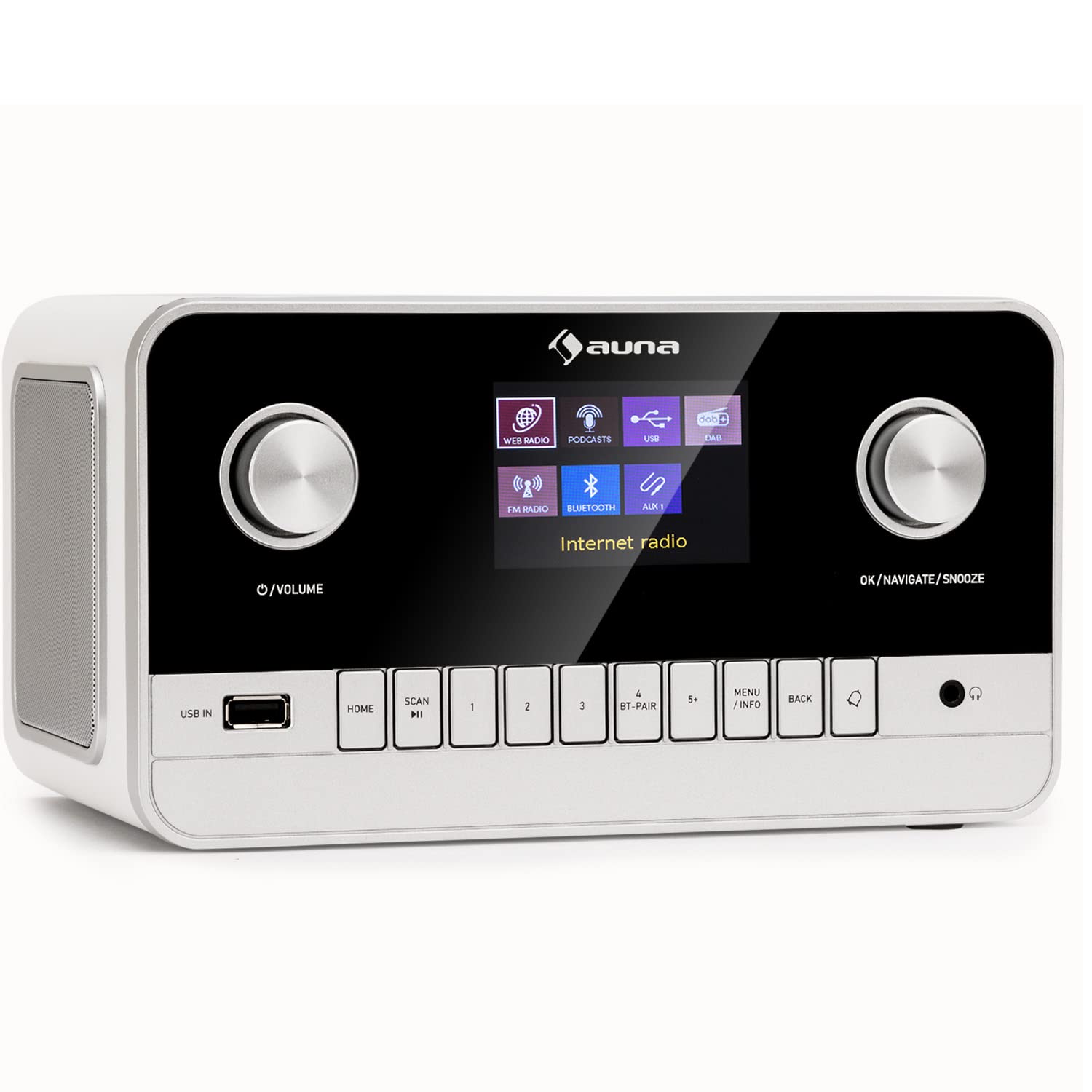 Auna Rechargeable DAB/FM Digital Radio with Bluetooth 5.0, 15W Stereo Speakers, TFT Display & Alarm Clock - Portable Wireless Radio for Home, Office, Kitchen, Travel & Outdoor Use