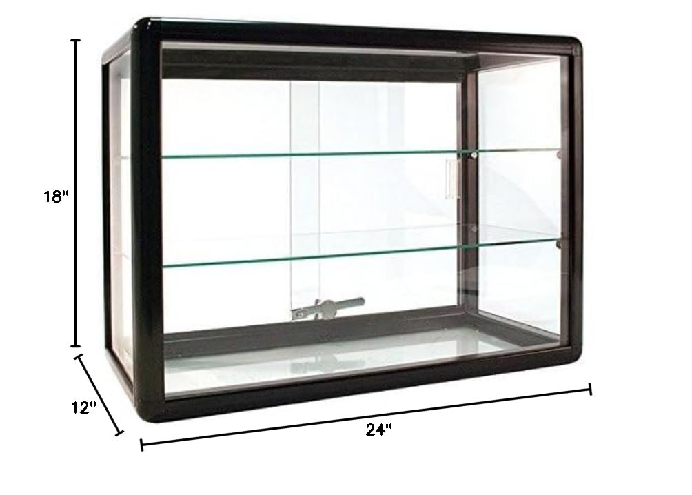 Premium Countertop Glass Display Showcase with Optional LED Lighting - White & Black Options (Black No Lights) - Perfect for Retail Stores, Jewelry Shops & Home Decor Displays