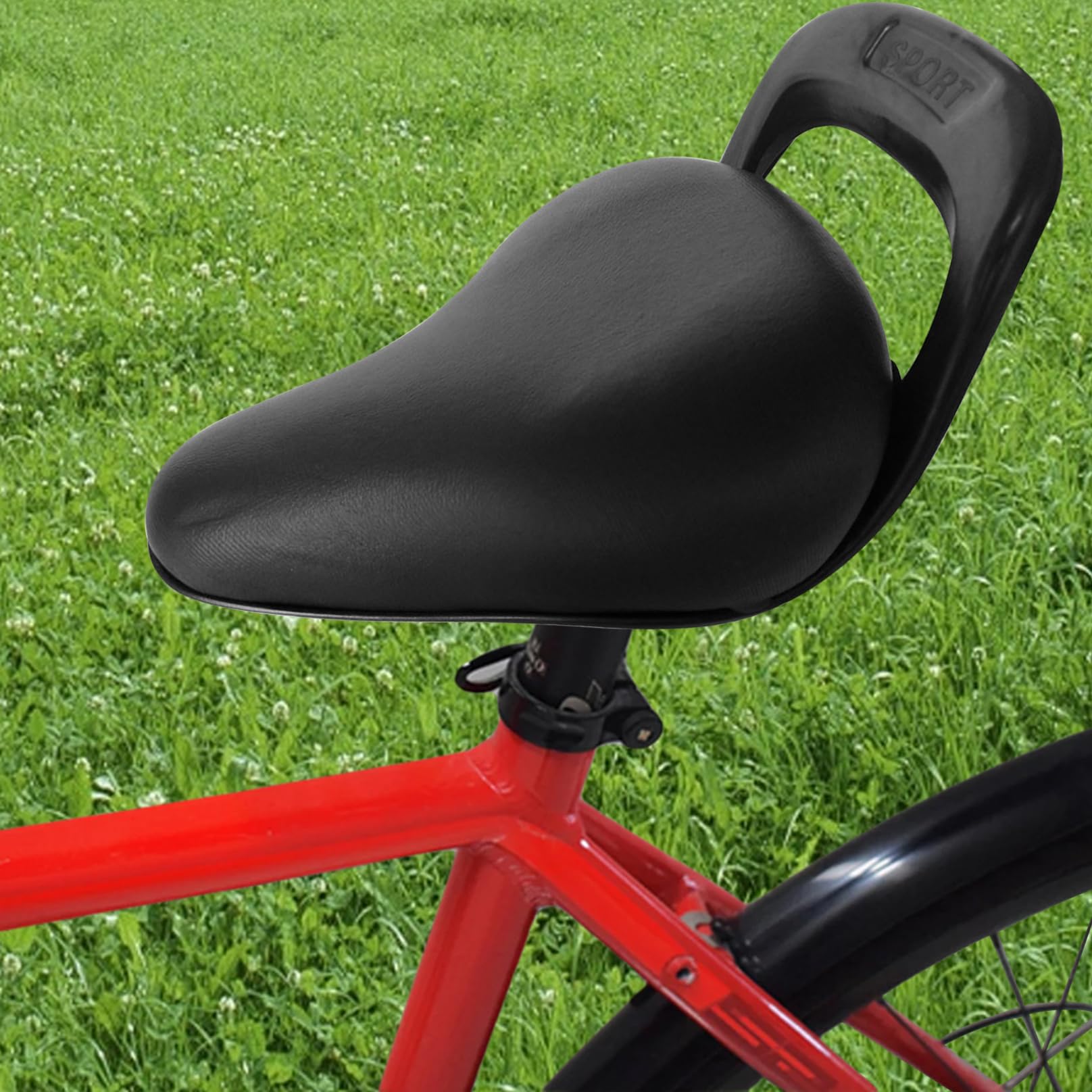 Waterproof Kids Bike Seat - Ergonomic PU Child Bicycle Saddle with Handles, 7.9x5.3 Inch Easy Install Replacement Seat | Perfect for Family Cycling, Park Rides & Commuting