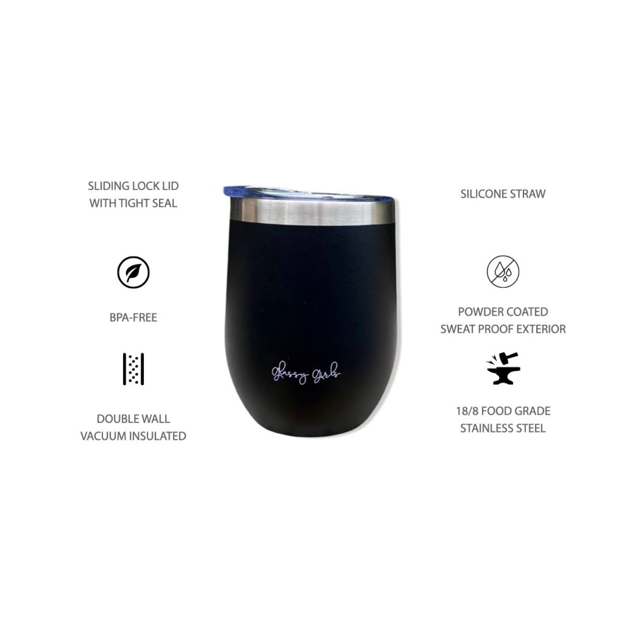 You Can’t Do Epic Shit With Basic People Wine Tumbler - 12 oz Black Funny Wine Glass, Best Friend & Coworker Gift, Birthday Present Idea for Wine Lovers, Perfect for Parties, Girls' Night Out, and Office Celebrations