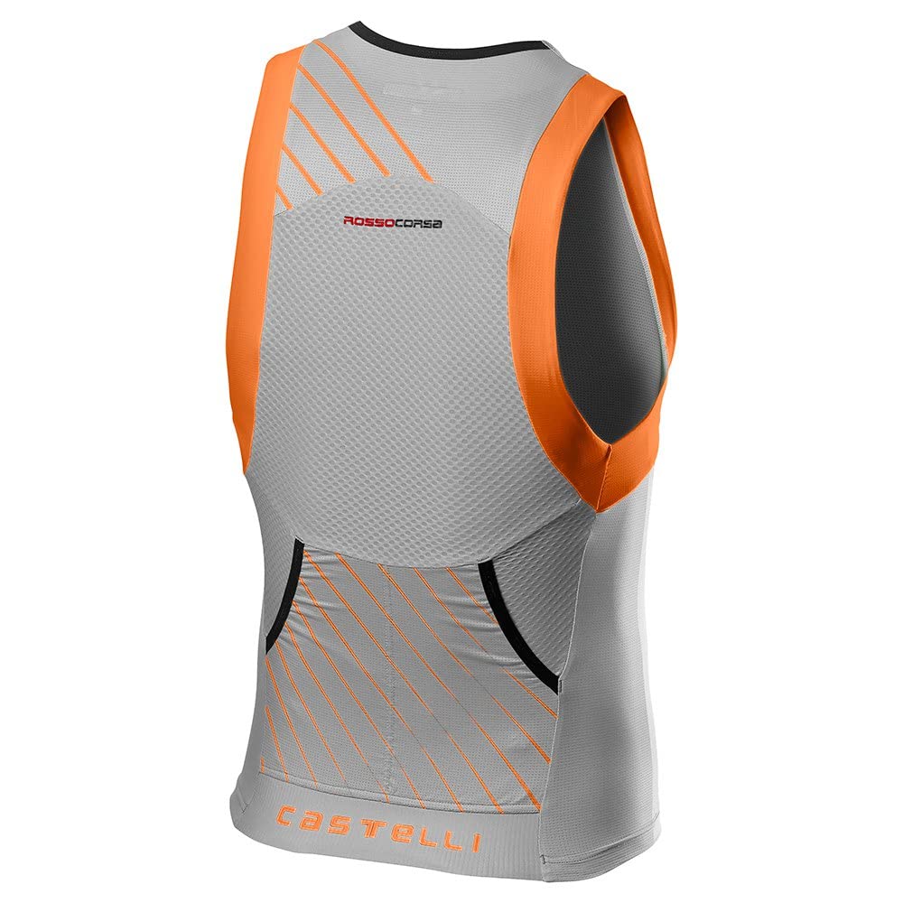 Castelli Men's Free Tri Top - Breathable Cycling Jersey for Triathlon & Training (Silver Gray/Brilliant Orange, Large) | Perfect for Triathletes & Road Bikers