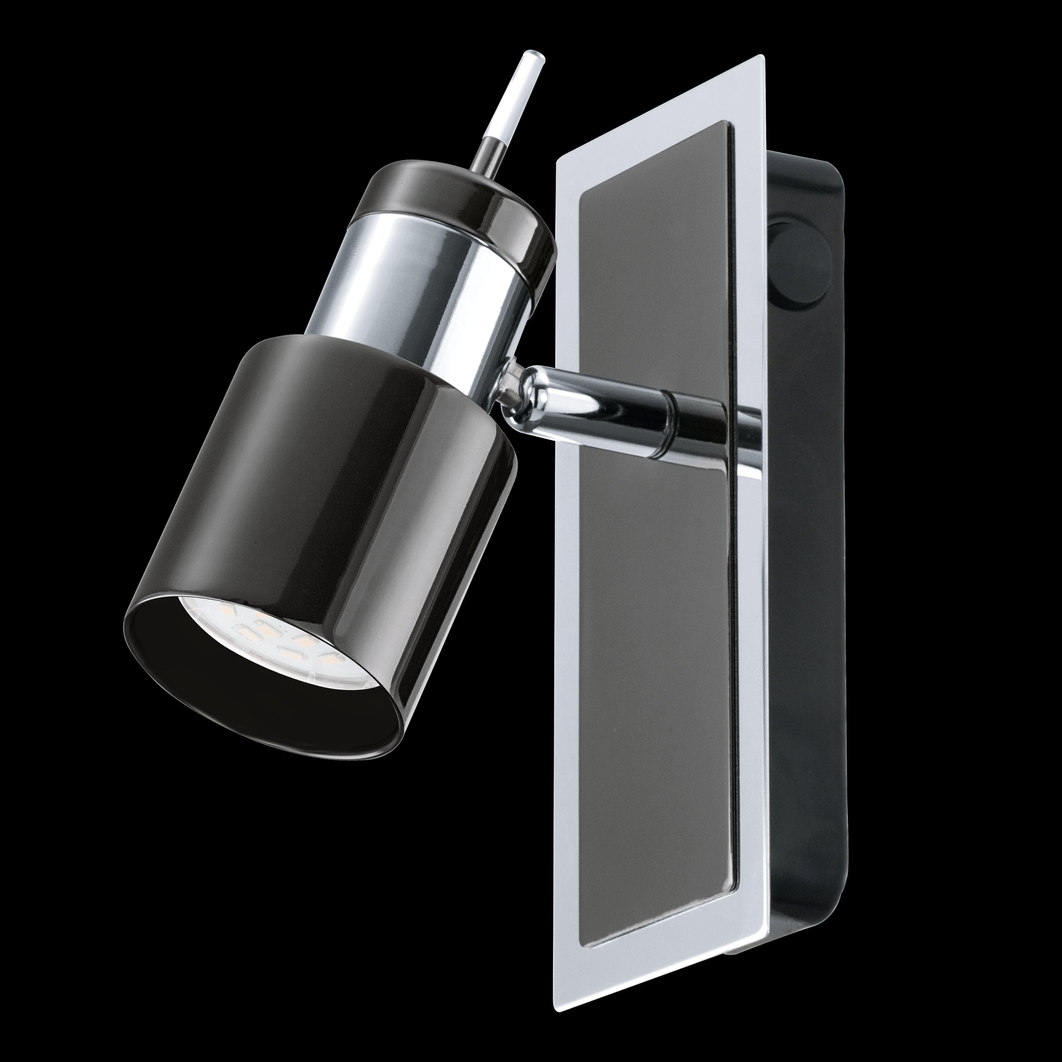 Eglo Davida 1 Black Nickel & Chrome Wall Spotlight - Modern Indoor/Outdoor Lighting for Living Room, Bedroom, or Patio Decor