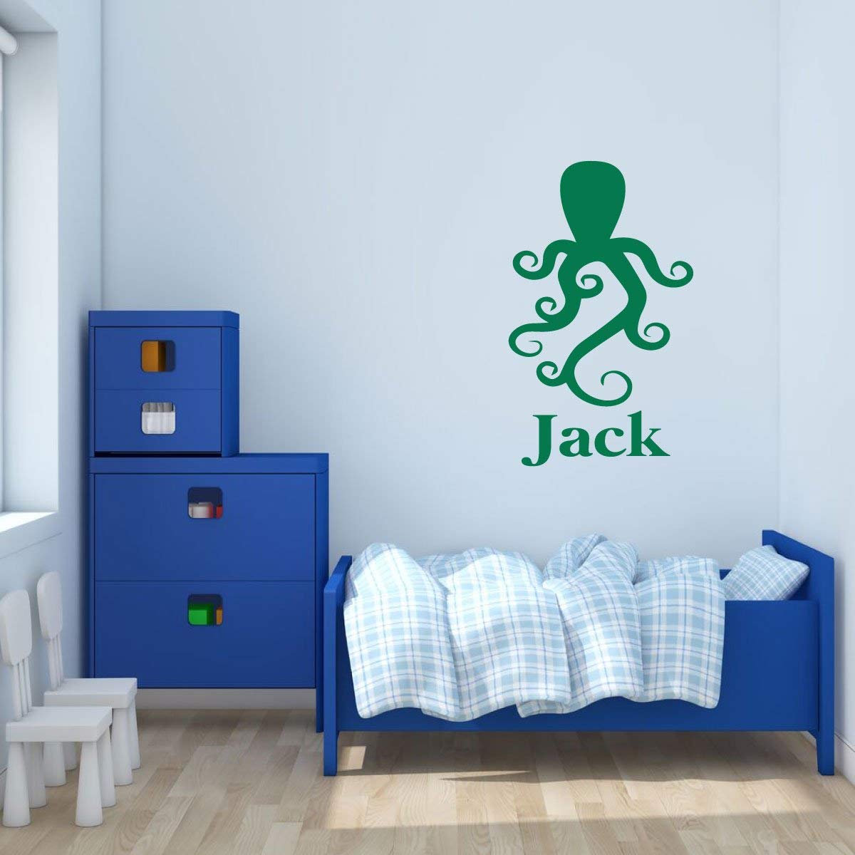 Personalized Octopus Wall Decal - Custom Name Vinyl Sticker for Kids' Bedroom, Nursery, Playroom Decor | Perfect for Baby Shower Gifts & Room Makeover