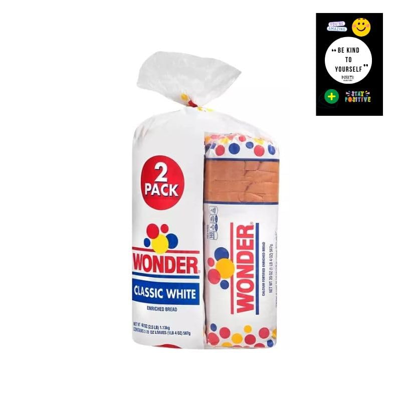 Wonder Classic White Sandwich Bread - Sliced, 20 oz (Pack of 2) - Soft & Fresh for Sandwiches, Toast & Snacks - Perfect for Breakfast, Lunch & Picnics