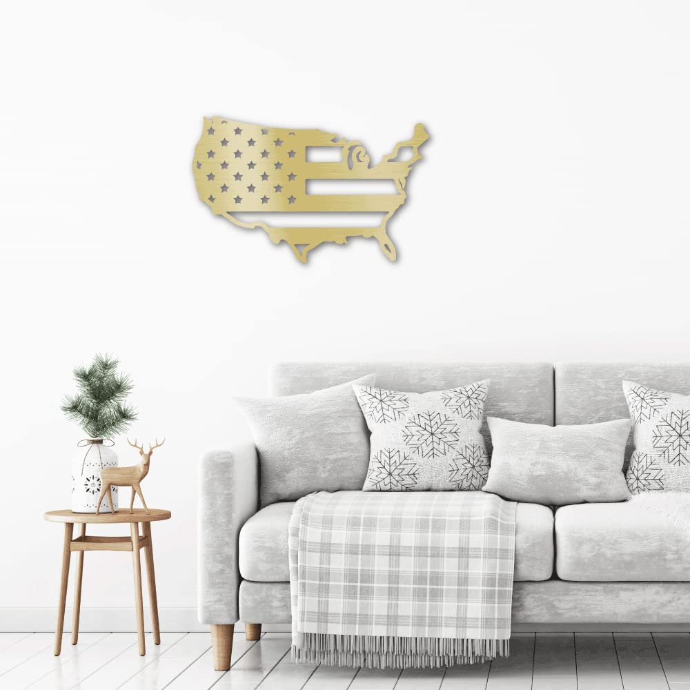 USA Flag Indoor Outdoor Steel Wall Sign Art - 24