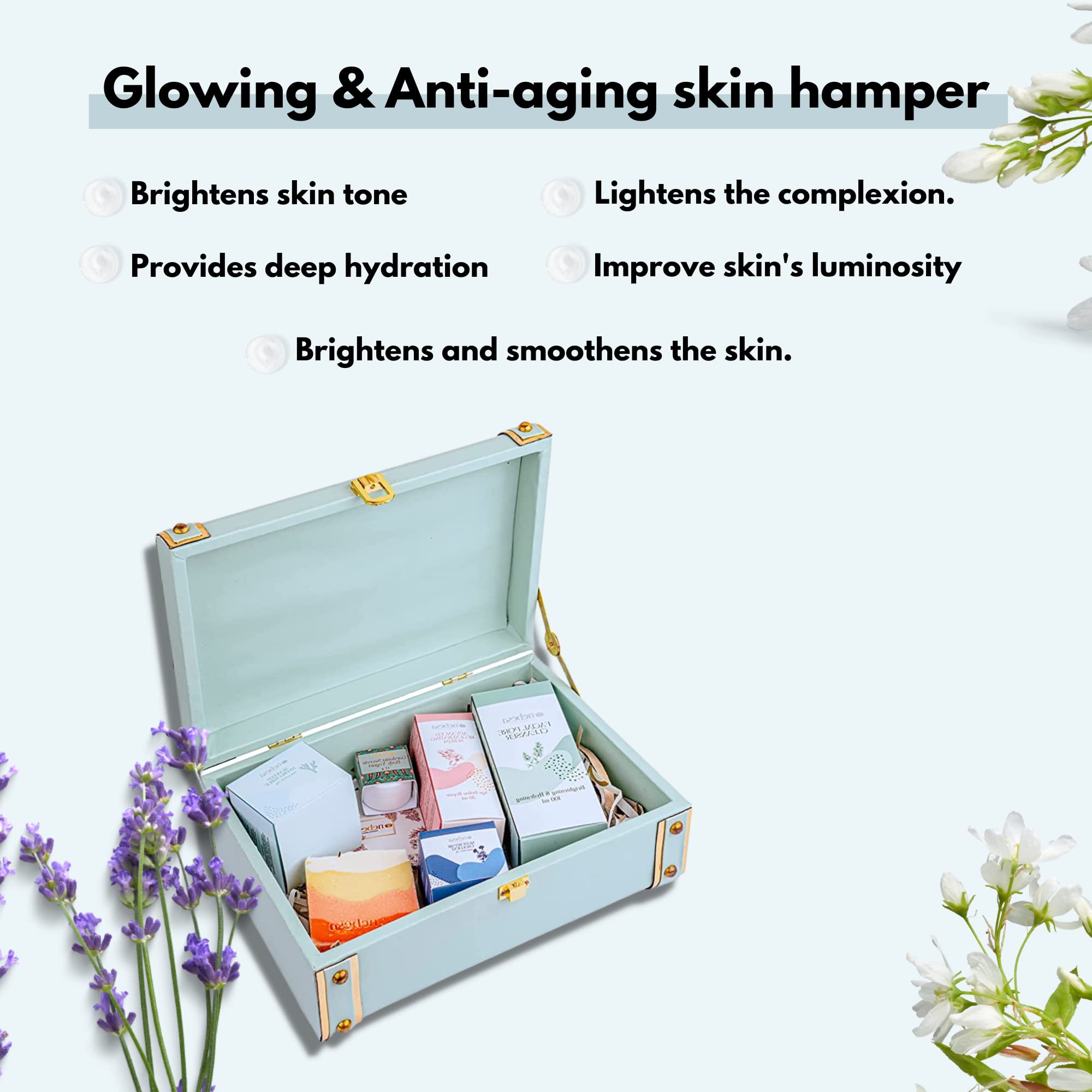 Nebesa Organics Skincare Set - Pore Cleansing Face Wash, Regenerating Serum, Night Cream, Hydro Surge Cream & Nargis Spice Soap Bar | Anti-Aging Body Yogurt Gift Set for Healthy Glowing Skin | Perfect for Daily Skincare Routine & Spa-Like Self-Care at Home