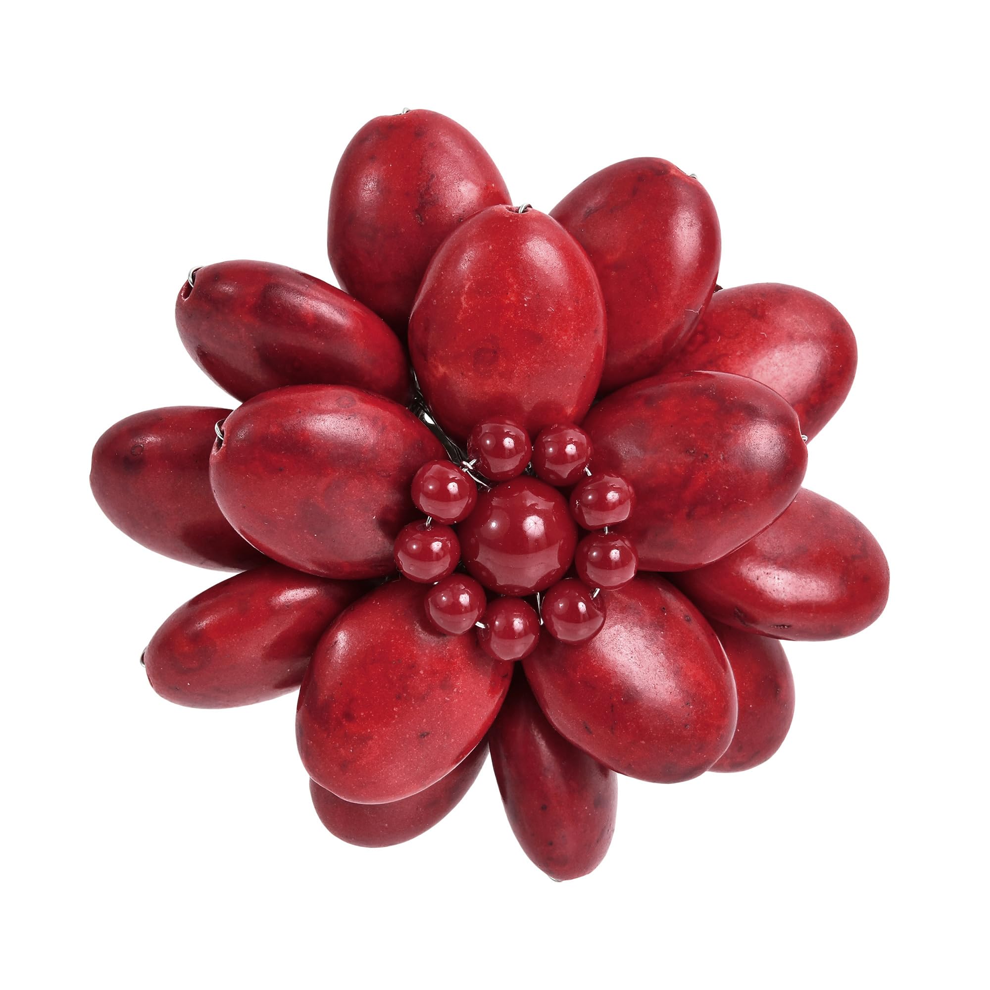 Unique Stylish Red Lotus Reconstructed Coral Stone Floral Brooch Pin for Women | Fashion Jewelry Accessory | Perfect for Weddings, Parties & Special Occasions