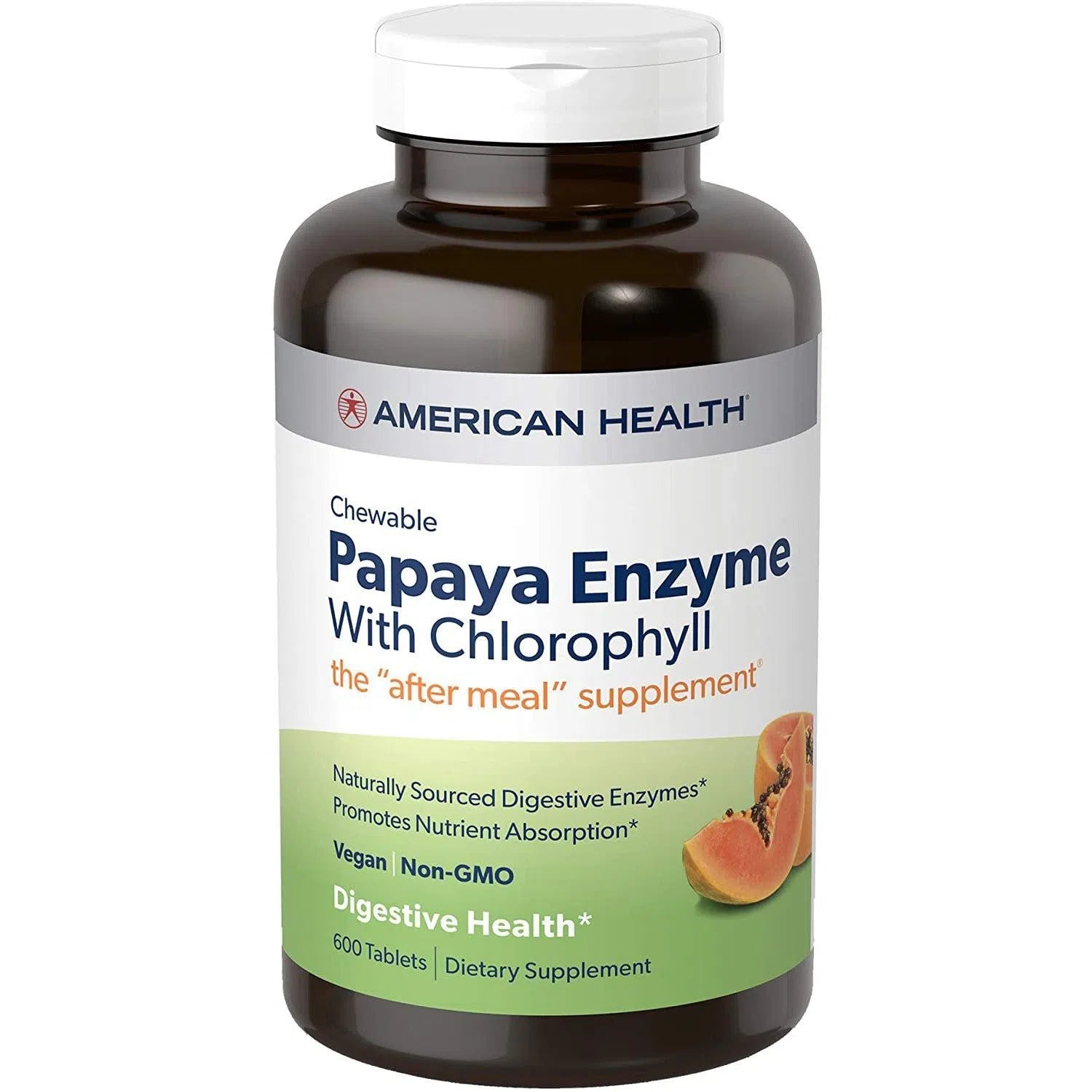 American Health Papaya Enzyme with Chlorophyll - Natural Digestive Support Supplement for Bloating & Indigestion | Perfect After Meals & Travel