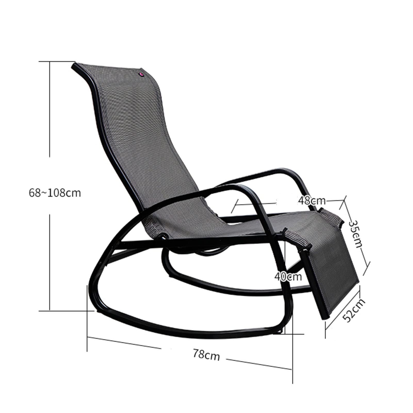 Outdoor Folding Rocking Chair with Adjustable Footrest - Heavy Duty Steel Frame Patio Glider Chair, 4-Position Recliner with Breathable Mesh Fabric for Porch, Garden, Backyard - Supports 330lbs (95x52x68cm) - Perfect for Relaxing, Sunbathing & Outdoor Lounging