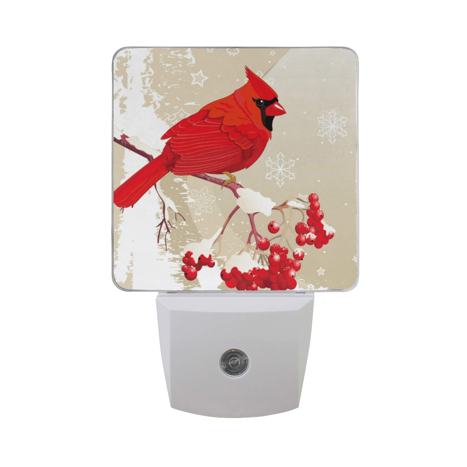 Vikko 2 Pack LED Red Cardinal Bird Night Light with Dusk to Dawn Sensor - Plug in Nightlight for Kids & Adults, Perfect for Bedroom, Living Room, Hallway Decor | Ideal for Nursery, Bathroom, Stairway Safety & Cozy Winter Home Ambiance