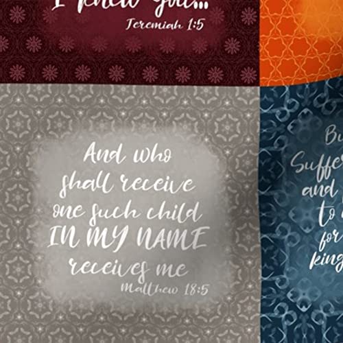 Bible Verse Printed Velvet Fabric - Cheater Quilt Wholecloth for Baby & Christian Home Decor - Upholstery, Apparel & DIY Craft Projects - Perfect for Quilting, Sewing & Home Decoration
