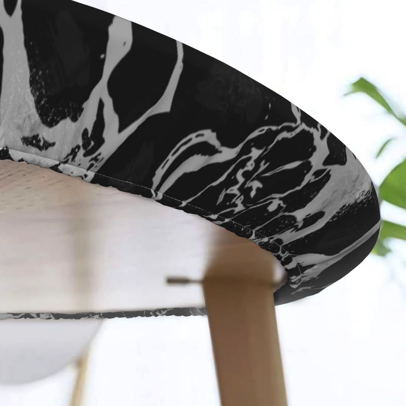 Fiokroo Black Marble Texture Elastic Edge Round Tablecloth - Washable & Reusable Table Cover for Kitchen, Dining, Party, Picnic (Small) - Perfect for Indoor and Outdoor Gatherings