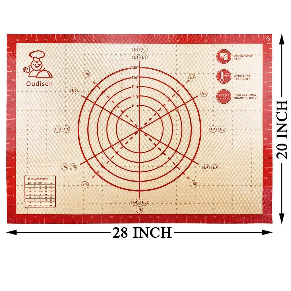 Non-Stick Silicone Baking Mat with Measurements - Extra Large Pastry Mat for Rolling Dough, Kneading Bread & Baking - Heat Resistant & Non-Slip Surface (Perfect for Cookies, Pies, Pizza & Pastry Making)