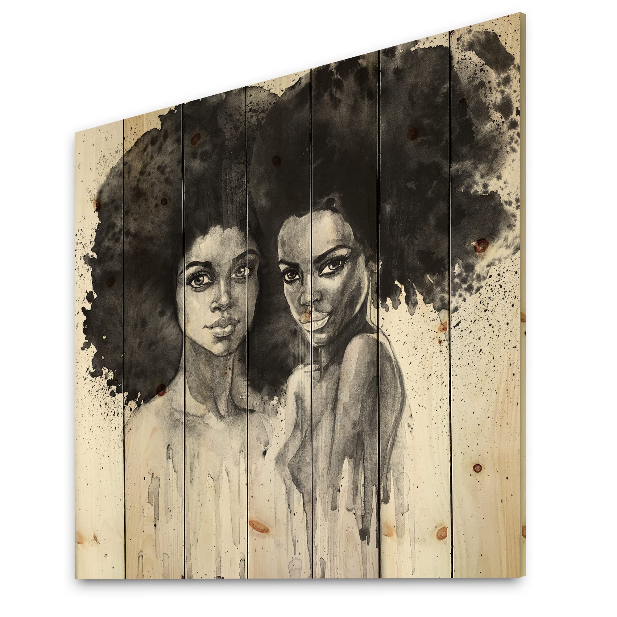 Modern African American Woman Portrait Wood Wall Art - Contemporary Black Wood Decor, Large Pine Wood Panel Print - Perfect for Living Room, Bedroom & Office Decor