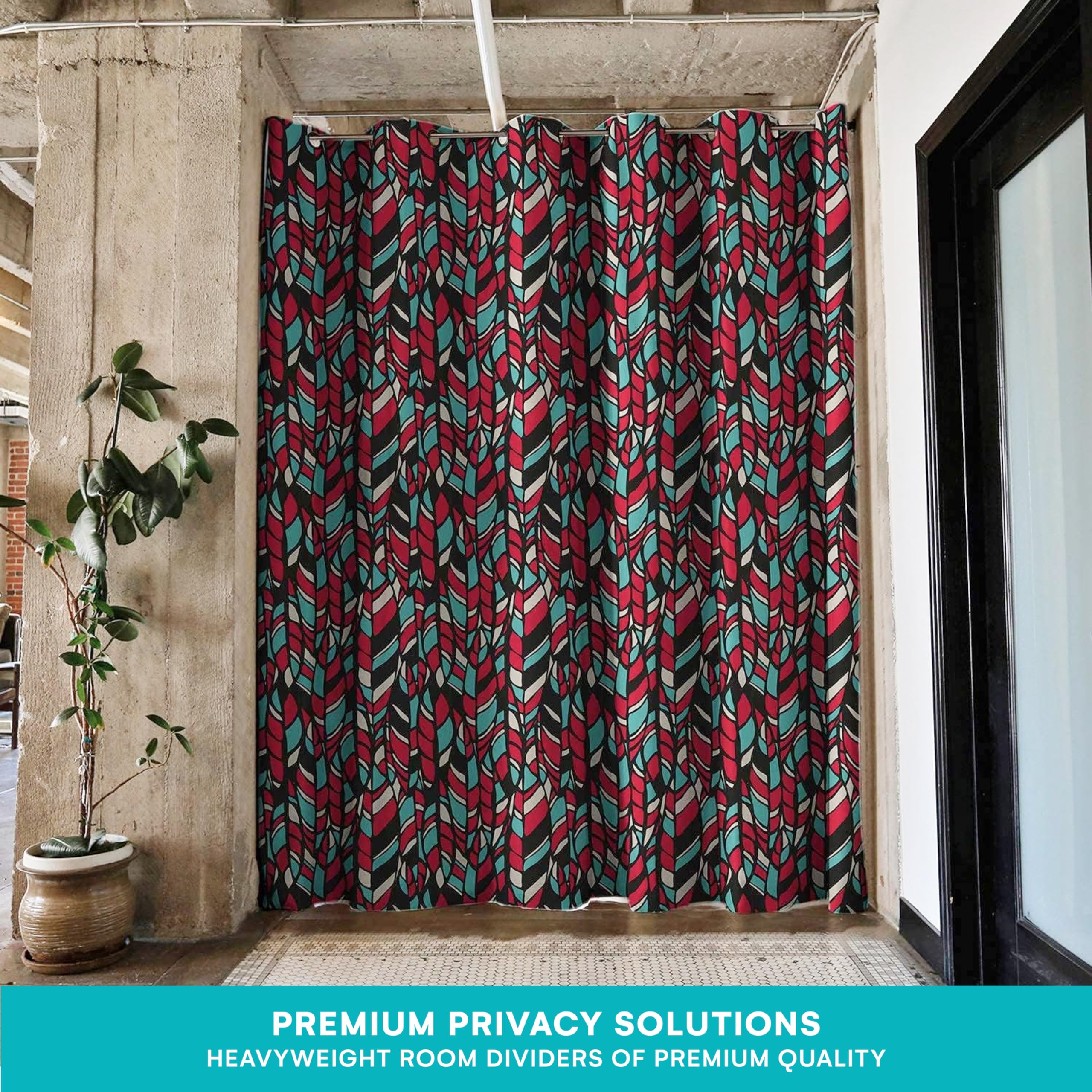 Premium Stained Glass Room Divider Curtain - 8ft Tall x 10ft Wide for Home & Office Privacy - Perfect for Partitioning Spaces, Creating Private Areas, and Enhancing Room Decor