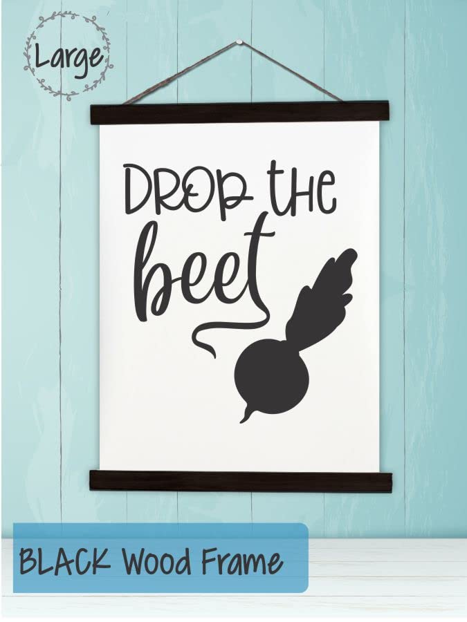 Drop The Beet Hanging Canvas Art - Ready to Hang Kitchen Wall Decor - Black 19x24-Inch Scroll Art Prints - Perfect for Kitchen Signs, Wall Décor, and Home Decoration