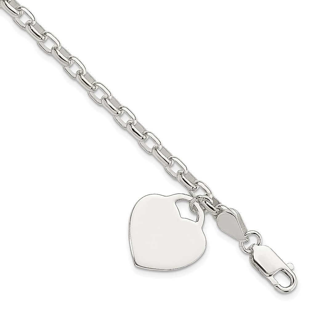 925 Sterling Silver 1.9mm Engraveable Heart Charm Bracelet for Women - Dainty Adjustable Fine Jewelry Gift for Her, Perfect for Valentine's Day, Anniversary, Birthday & Everyday Wear
