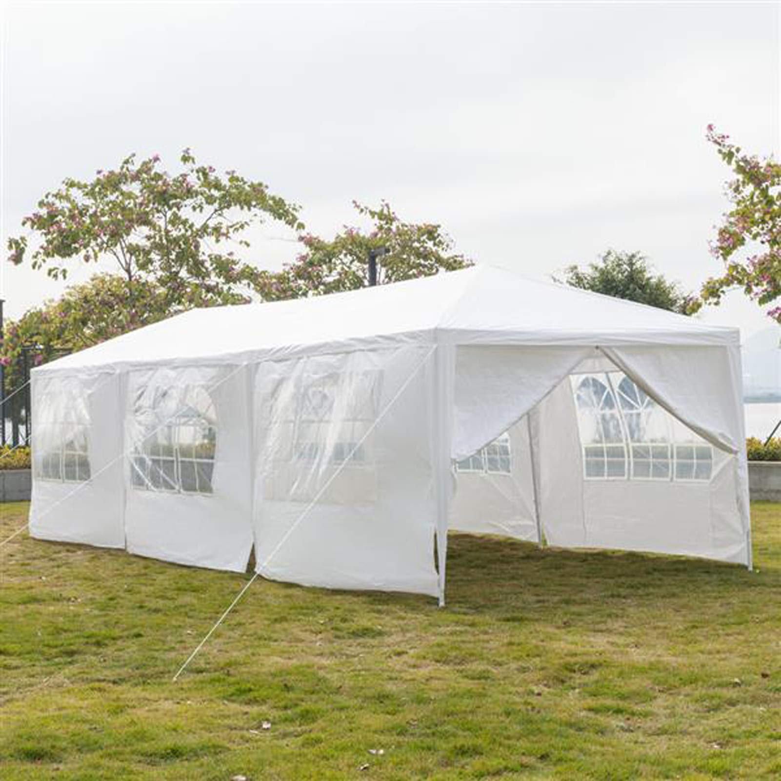 10'x30' Heavy Duty Waterproof Party Tent - 8 Removable Sidewalls & 2 Doorways - Outdoor Wedding Canopy, Camping Gazebo, Beach Sun Shelter, Portable Carport for Events, Picnics, and Backyard Gatherings
